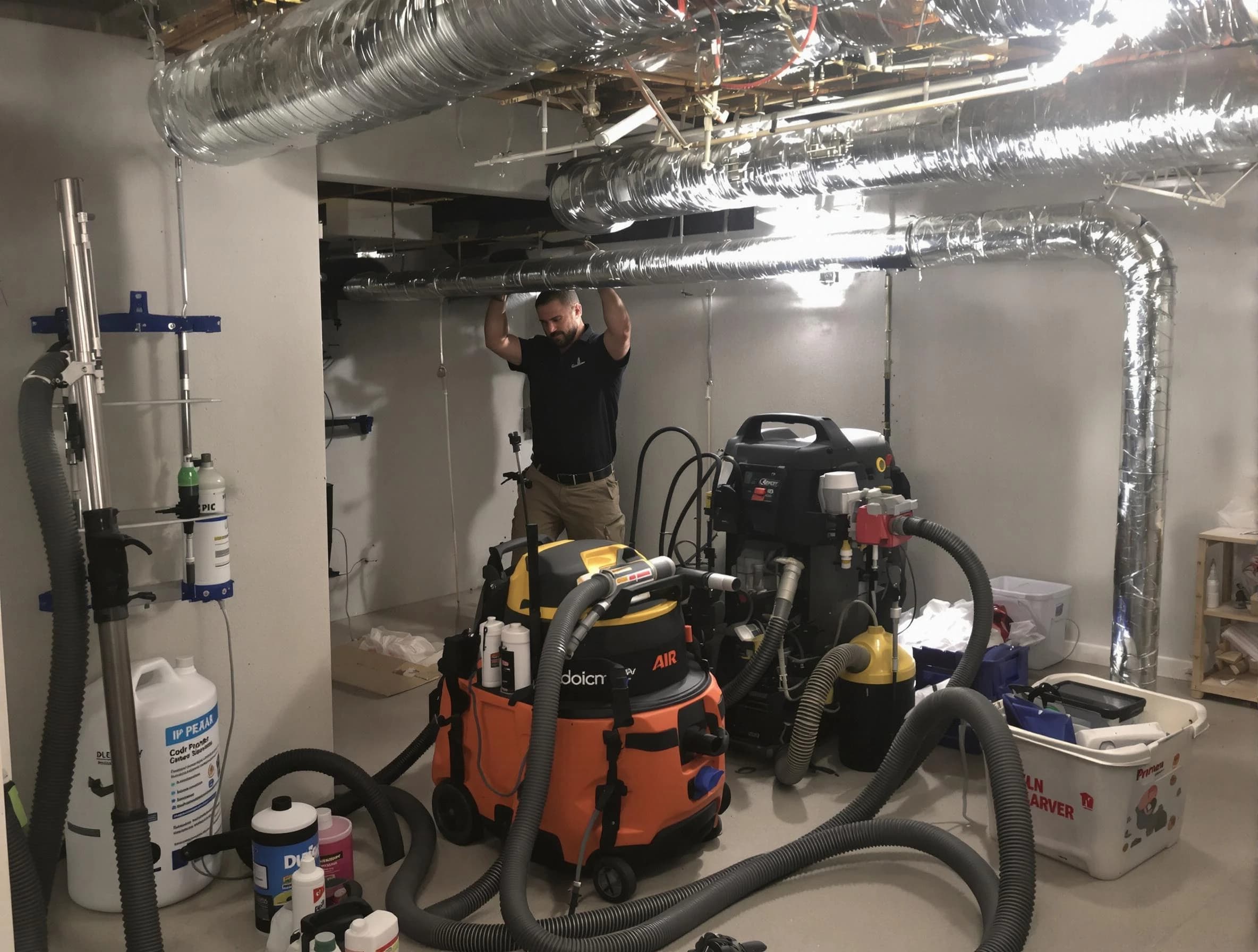 Youngtown Air Duct Cleaning specialist performing professional mold removal from air ducts using safety equipment in Youngtown