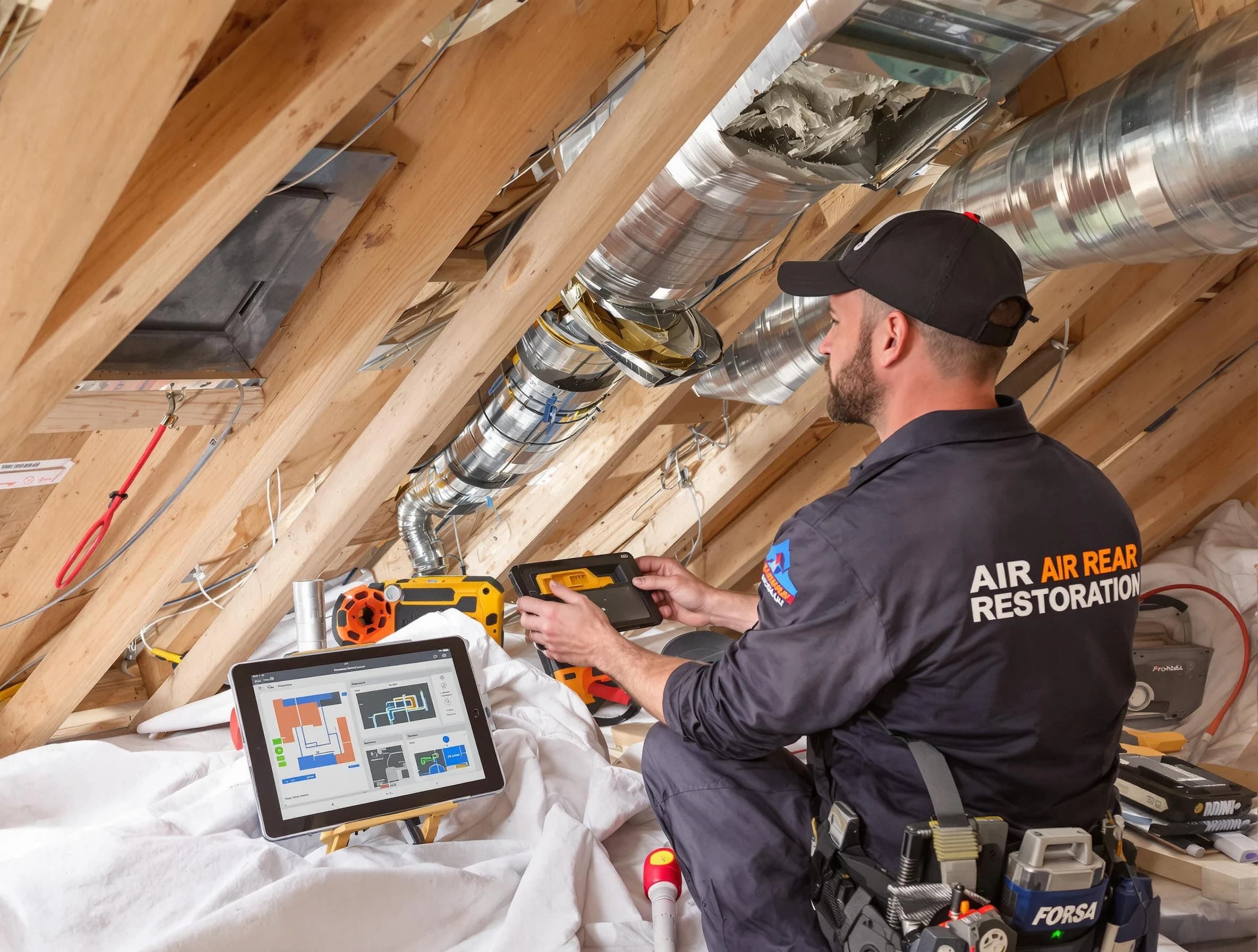 Youngtown Air Duct Cleaning technician performing precise duct repair work in Youngtown