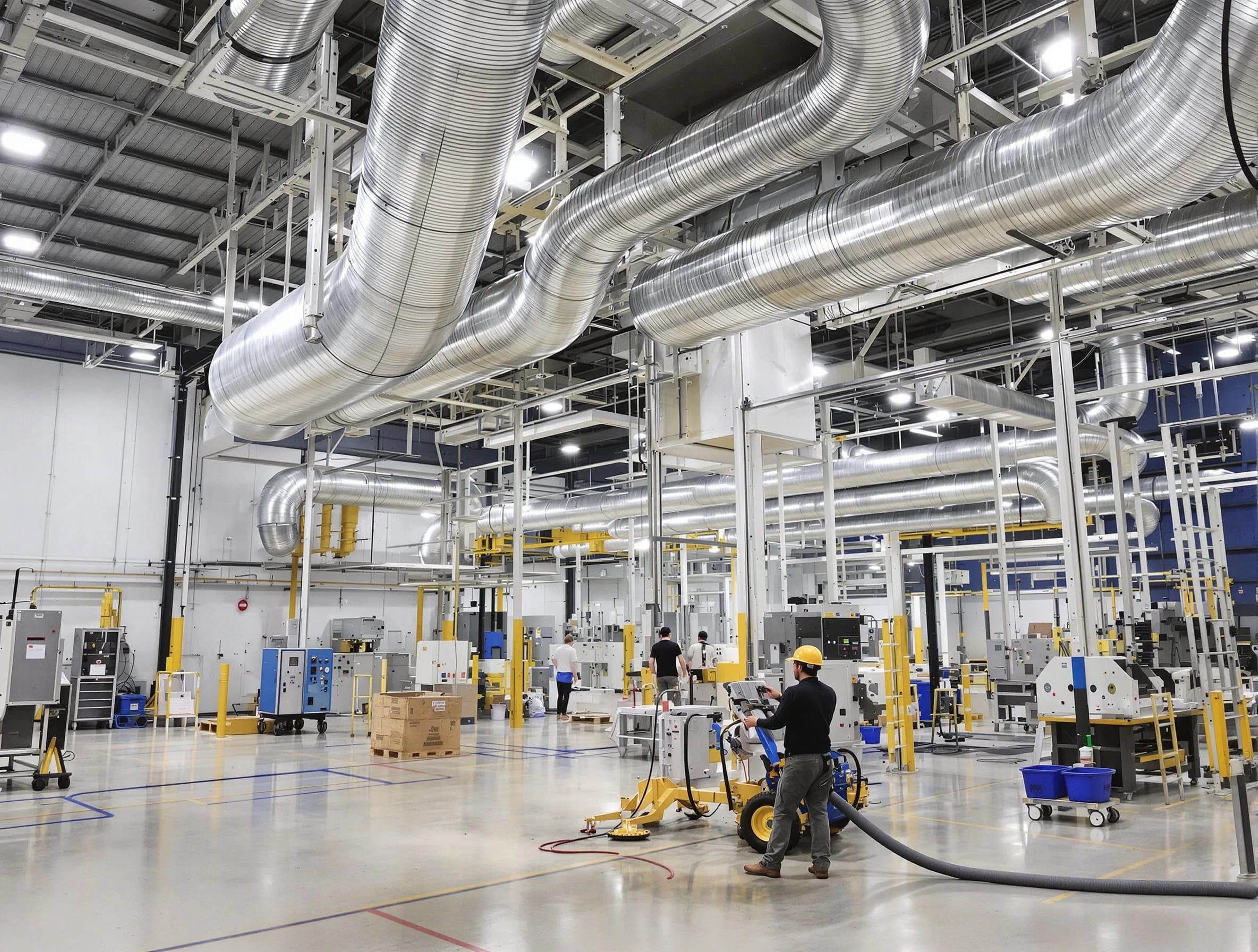 Youngtown Air Duct Cleaning team performing comprehensive industrial duct cleaning at a large facility in Youngtown