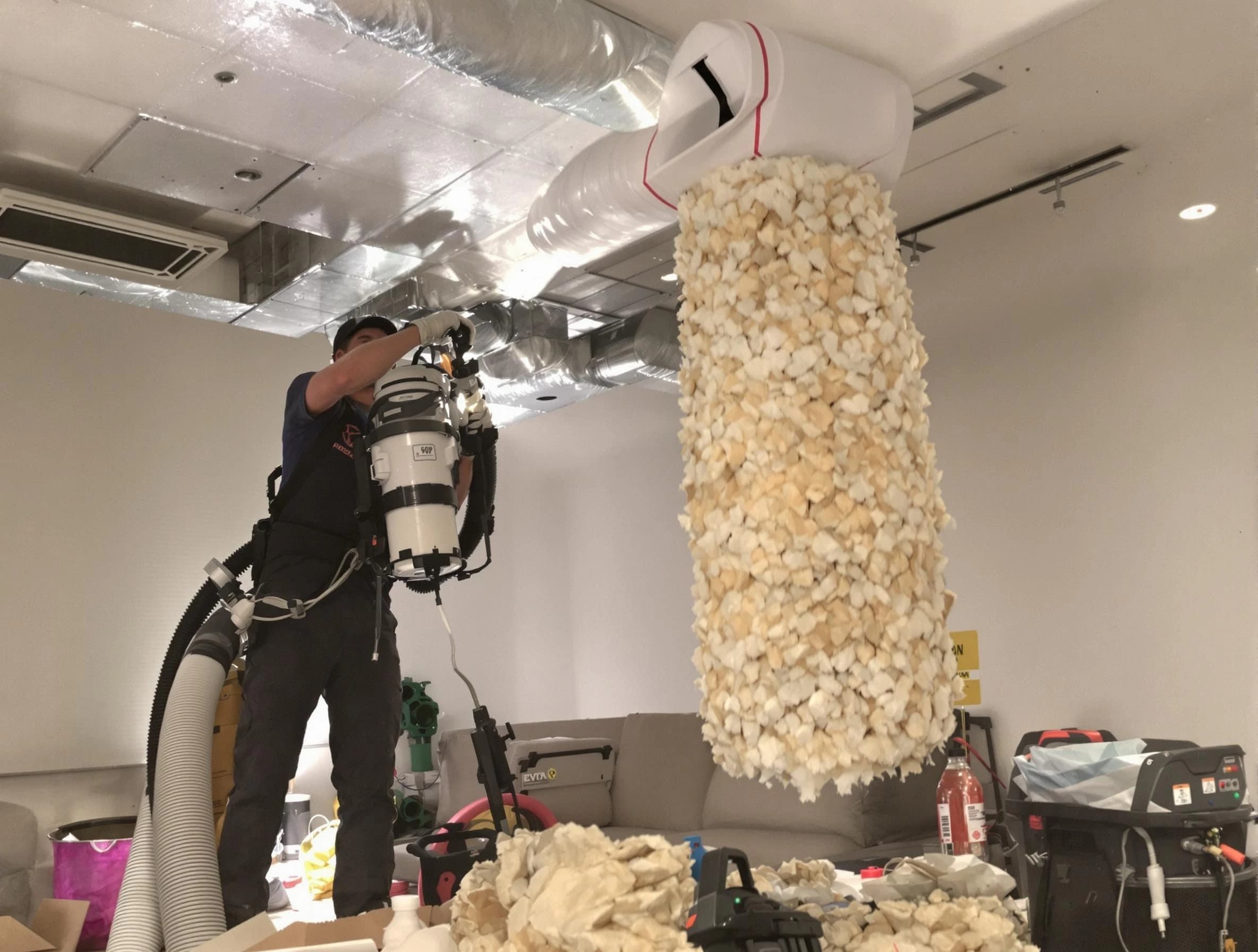 Youngtown Air Duct Cleaning technician performing precision vacuum insulation removal in a residential property in Youngtown