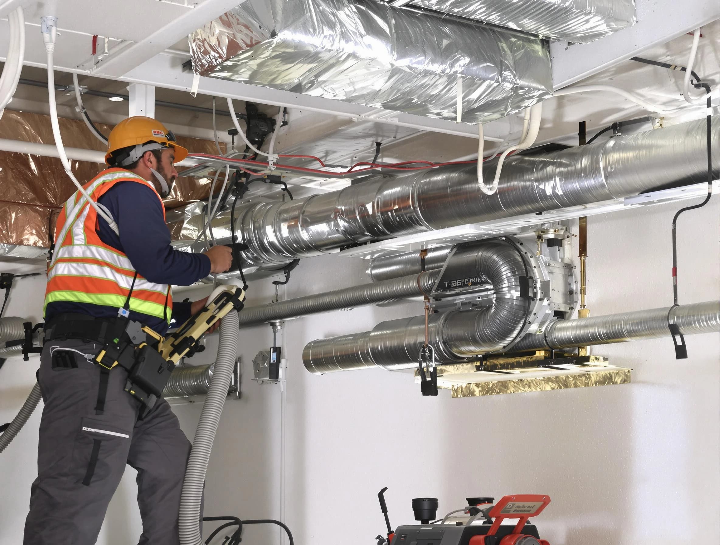 Youngtown Air Duct Cleaning technician performing precision vacuum insulation removal in a residential property in Youngtown